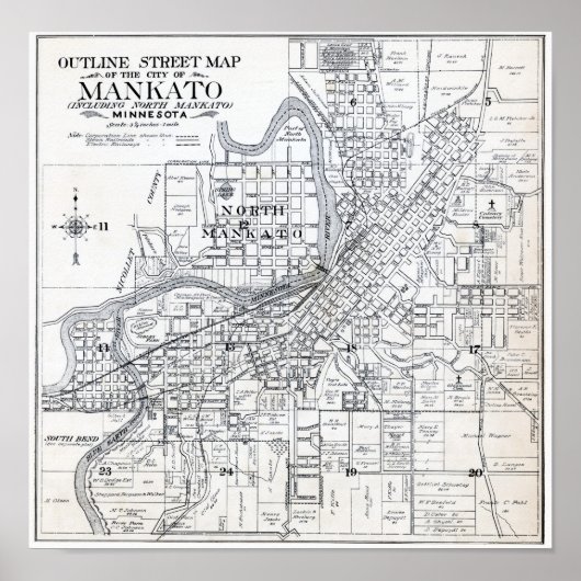 Poster Carte de Mankato Minnesota 1914 (Devant)