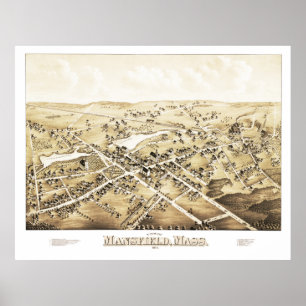 Poster Carte de Mansfield, le Massachusetts à partir de