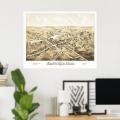 Poster Carte de Mansfield, Massachusetts de 1879 (Bureau à domicile)