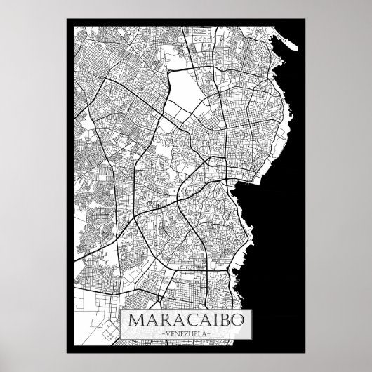 Poster Carte de Maracaibo Venezuela (Devant)