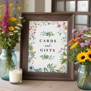 Poster Carte de mariage de fleurs sauvages pour la mariée