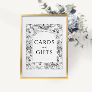 Poster Carte De Mariage Et Cadeaux Floraux Noirs Chinoise