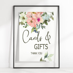 Poster Carte de mariage florale coquille d'oeuf et rose &