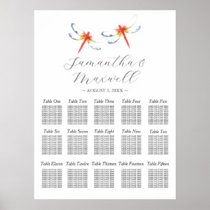 Poster Carte de mariage personnalisée Aquarelle Dragonfly