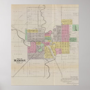 Poster Carte de Marion, le comté de Marion, le Kansas
