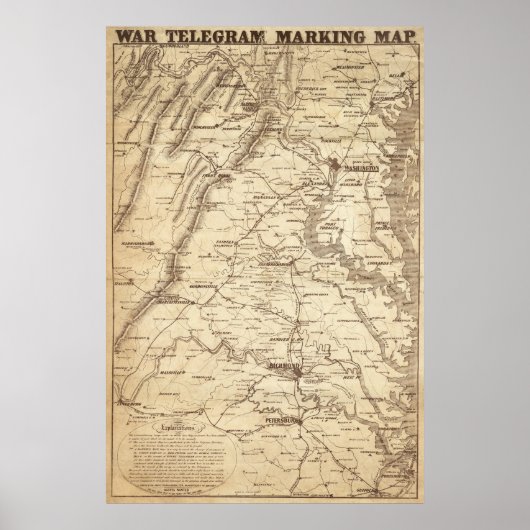 Poster Carte de marquage du télégramme de guerre (Devant)