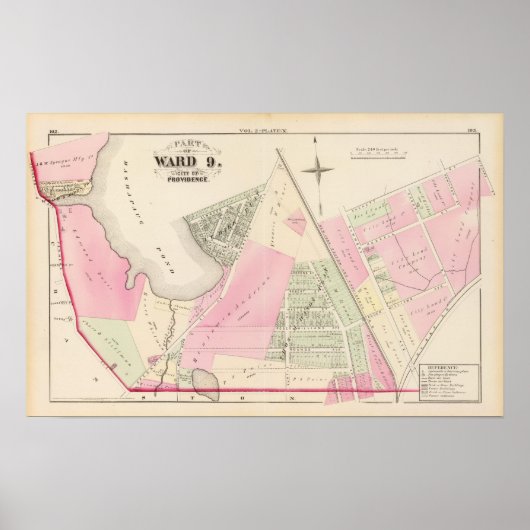 Poster Carte de Mashapaug Pond et Cranston Atlas (Devant)