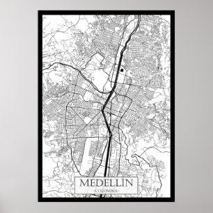 Poster Carte de Medellín Colombie