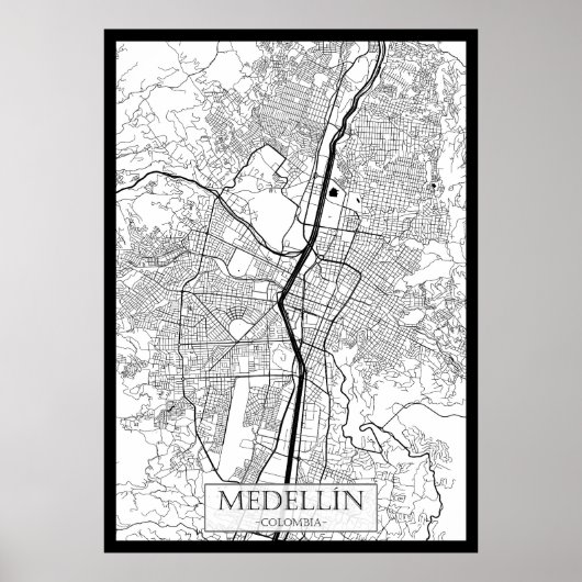 Poster Carte de Medellín Colombie (Devant)