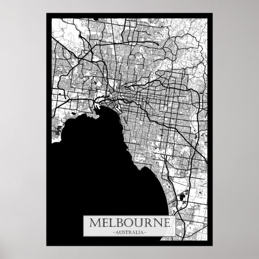 Poster Carte de Melbourne Australie (Devant)