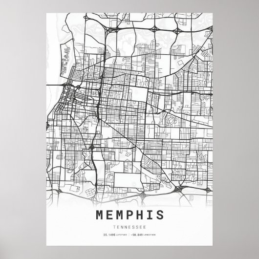 Poster Carte de Memphis (Devant)