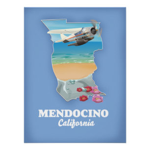 Poster carte de Mendocino Californie