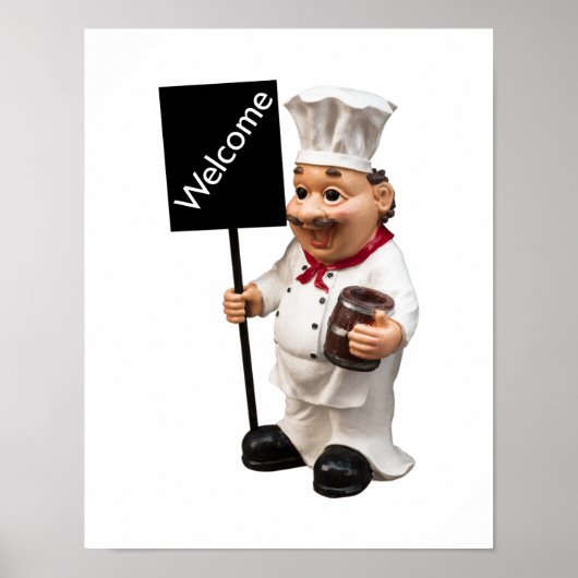 Poster Carte de menu de bienvenue - Chef cuisinier (Devant)