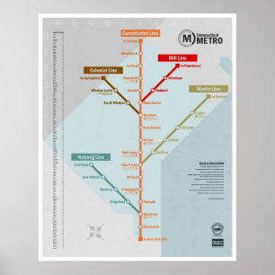 Poster Carte de métro du Connecticut