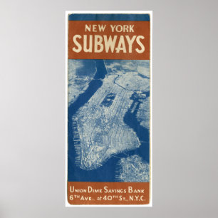 POSTER CARTE DE MÉTRO NEW YORK 1940