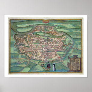 Poster Carte de Metz, de "Civitates Orbis Terrarum" par
