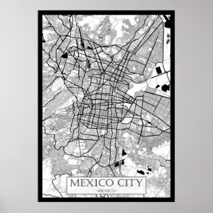 Poster Carte de Mexico City Mexique