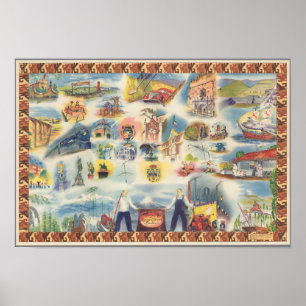 Poster Carte de Mexico et de l'environnement