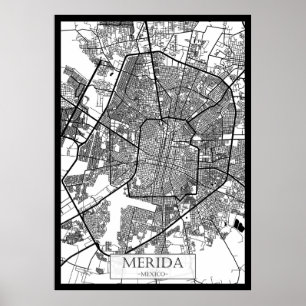Poster Carte de Mexico Merida