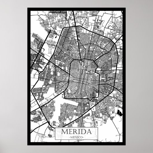 Poster Carte de Mexico Merida (Devant)