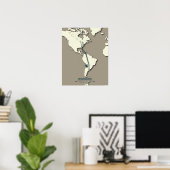 Poster Carte de migration Bobolink - Vintage minimal (Bureau à domicile)