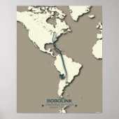 Poster Carte de migration Bobolink - Vintage minimal (Devant)