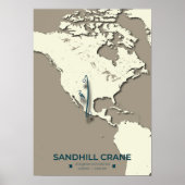 Poster Carte de migration de la grue de Sandhill - Minima (Devant)