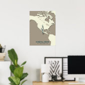 Poster Carte de migration de la grue de Sandhill - Minima (Bureau à domicile)