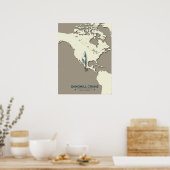 Poster Carte de migration de la grue de Sandhill - Minima (Cuisine)