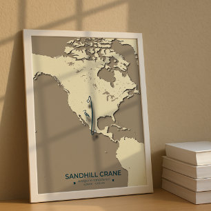 Poster Carte de migration de la grue de Sandhill - Minima