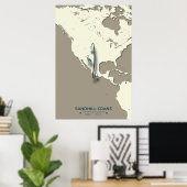 Poster Carte de migration de la grue de Sandhill - Minima (Bureau à domicile)