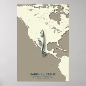 Poster Carte de migration de la grue de Sandhill - Minima (Devant)
