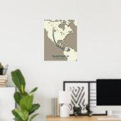Poster Carte de migration de la Paruline Jaune - Minimali (Bureau à domicile)