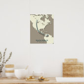 Poster Carte de migration de la Paruline Jaune - Minimali (Cuisine)