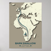 Poster Carte de migration de l'hirondelle de grange - min (Devant)