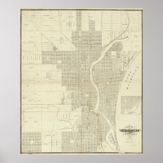 Poster Carte de Milwaukee (Devant)