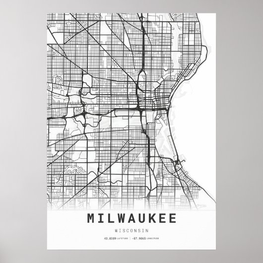 Poster Carte de Milwaukee (Devant)