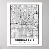 Poster Carte de Minneapolis (Devant)