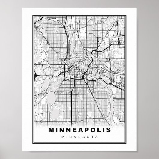 Poster Carte de Minneapolis (Devant)