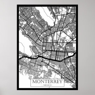 Poster Carte de Monterrey Ville de Mexico