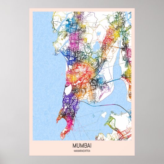 Poster Carte de Mumbai Maharashtra (Devant)