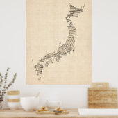 Poster Carte de musique ancienne feuille du Japon (Cuisine)