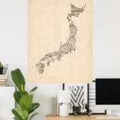 Poster Carte de musique ancienne feuille du Japon (Bureau à domicile)