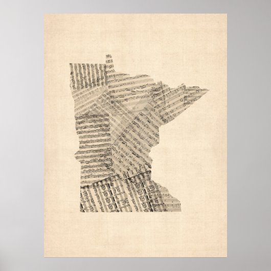 Poster Carte de musique ancienne feuille du Minnesota (Devant)