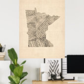 Poster Carte de musique ancienne feuille du Minnesota (Bureau à domicile)