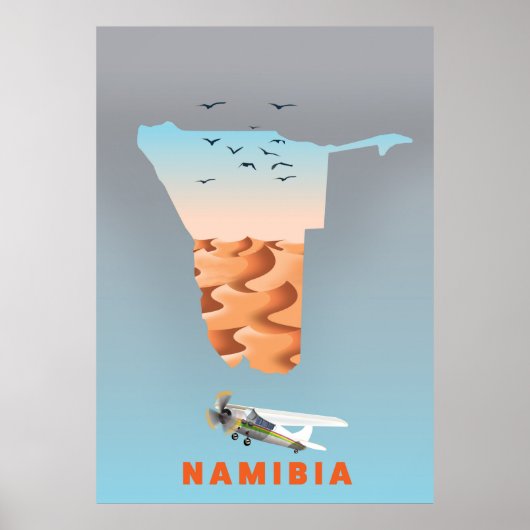 Poster Carte de Namibie (Devant)