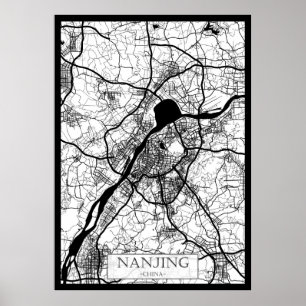 Poster Carte de Nanjin Chine