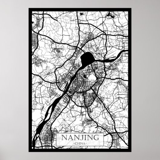 Poster Carte de Nanjin Chine (Devant)