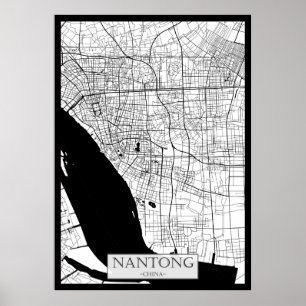 Poster Carte de Nantong Chine