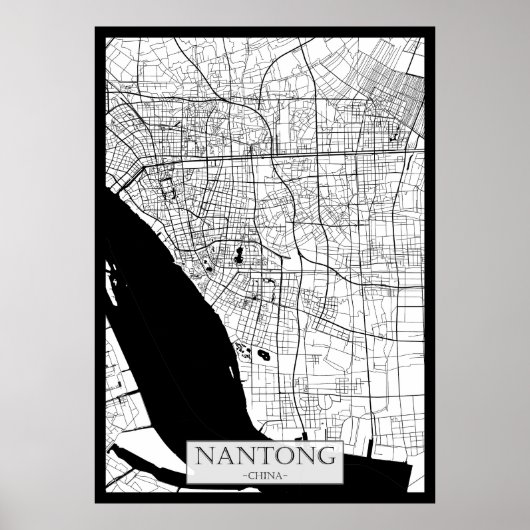 Poster Carte de Nantong Chine (Devant)